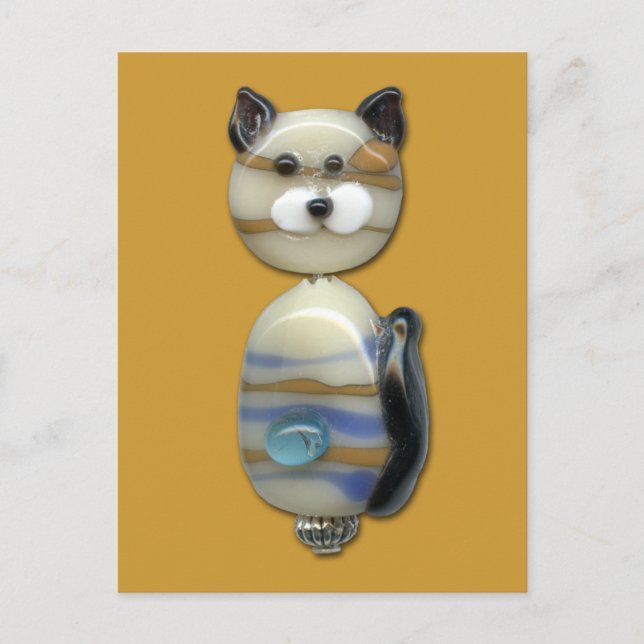 Blaubraune Glasperlkatze Postkarte (Vorderseite)