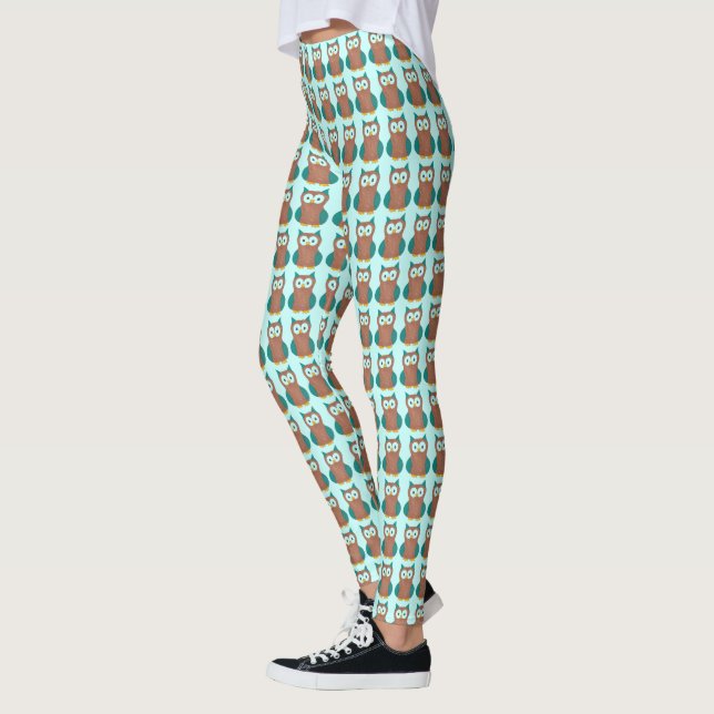 Blaubraune Owl Muster Bird Print Owells Leggings (Links)