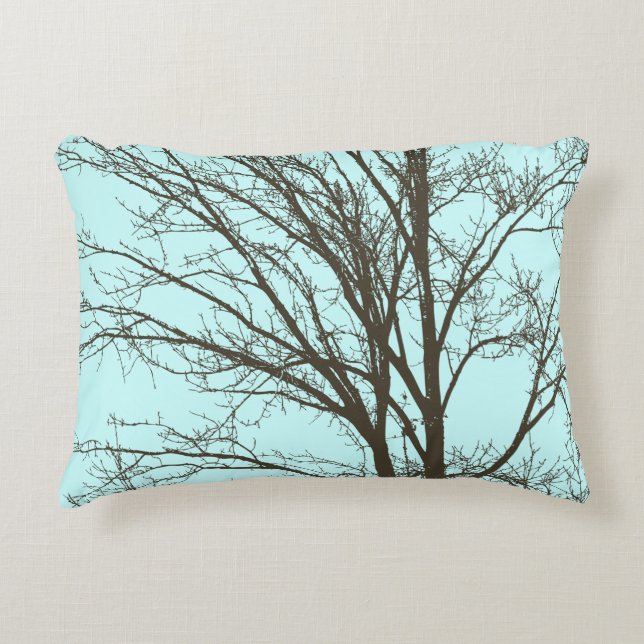 Blaubraune Rustikale Baumzweige Zierkissen (Vorderseite)