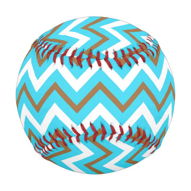 Blaubraune Zig Zag Lines Geometric Sea Wave Baseball (Vorderseite)
