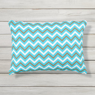 Blaubraune Zig Zag Lines Geometric Sea Wave Kissen Für Draußen