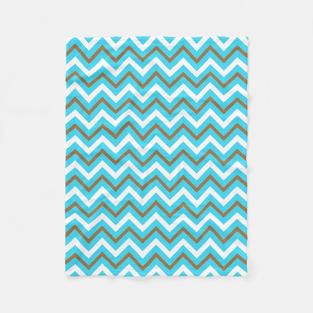 Blaubraune Zig Zag Lines Geometric Sea Waves Fleecedecke (Vorderseite)