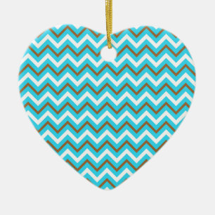 Blaubraune Zig Zag Lines Geometric Sea Waves Keramik Ornament
