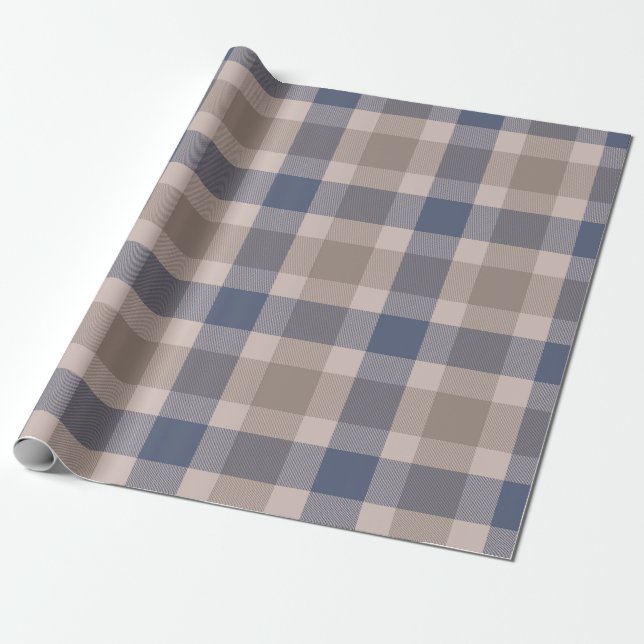 Blaubrauner Tartan Kariertes Muster Geschenkpapier (Ungerollt)