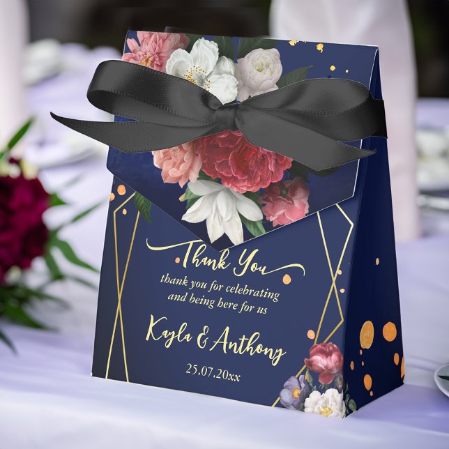 Blauburgund-Rose Hochzeit Geschenkschachtel (Navy blue burgundy roses wedding favors personalized favor box  elegant favor box)