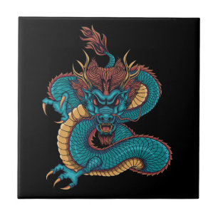 Blauchinesischer Drache Fliese