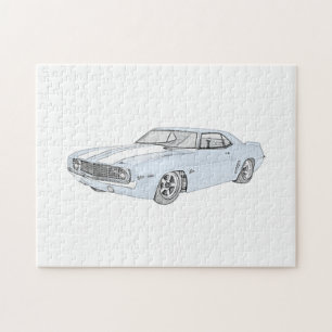 Blaue 1969 Chevy Camaro Zeichnung Puzzle