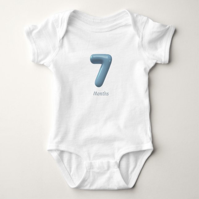 Blaue 3D-Nummer 7 - 7 Monate Baby-Body Baby Strampler (Vorderseite)