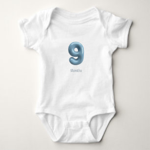 Blaue 3D Nummer 9 - 9 Monate Baby Bodysuit Strampler