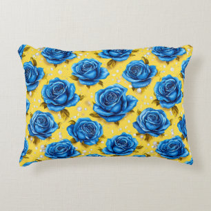 Blaue 3D-Rosen Dekokissen