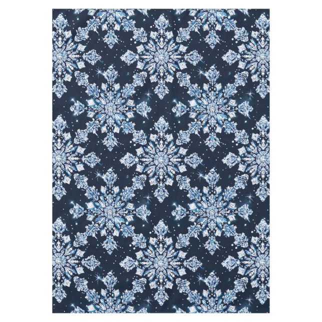 Blaue 3D-Schneeflocken Tischdecke (Vorderseite)