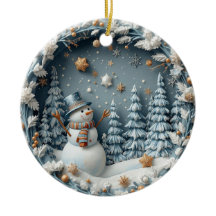 Blaue 3D-Weihnachts-Cute-Happy-Eule
