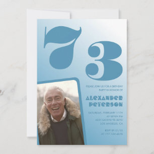 Blaue 73. Geburtstagseinladungen Männer Foto mit F Einladung