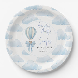 Blaue Abenteuer warten Luftballon Baby Junge Showe Pappteller