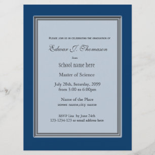 Blaue Abschluss-Ankündigung mit hoher Leistung Einladung