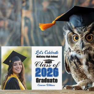 Blaue Abschlussfeier der Klasse 2026 Foto Einladung