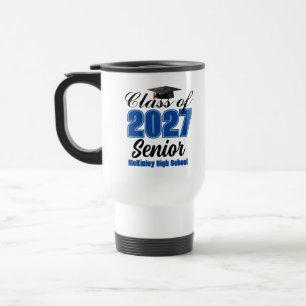Blaue Abschlussklasse 2027 Senior Custom High Scho Reisebecher