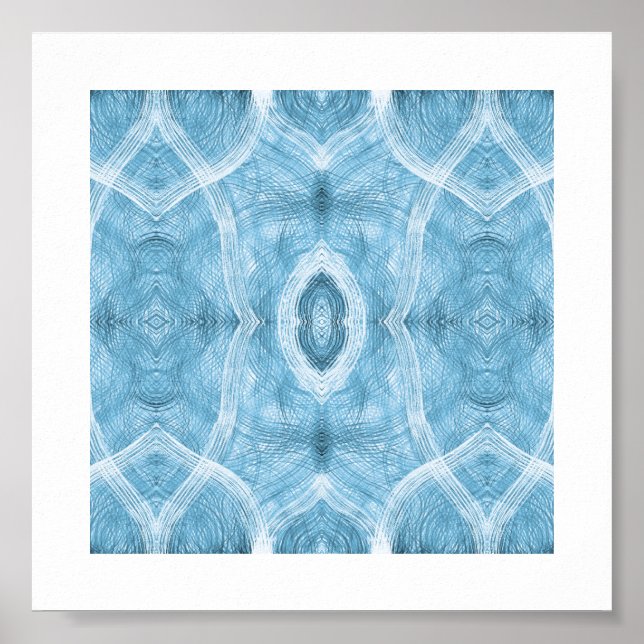 Blaue abstrakte Aquarell-Kunst Poster (Vorne)