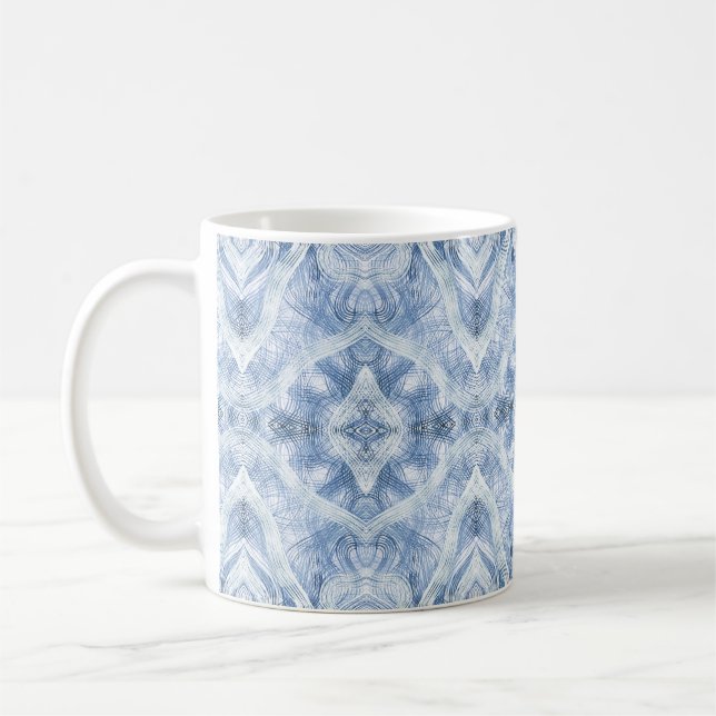Blaue abstrakte Aquarellkunst Kaffeetasse (Links)