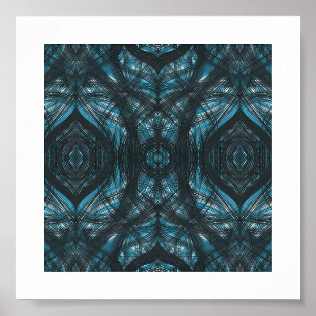 Blaue abstrakte Aquarellkunst Poster (Vorne)