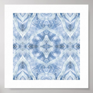 Blaue abstrakte Aquarellkunst Poster