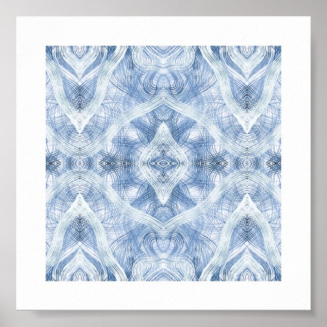Blaue abstrakte Aquarellkunst Poster (Vorne)