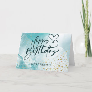 Blaue Abstrakte Ästhetik Watercolor Geburtstagskar Dankeskarte