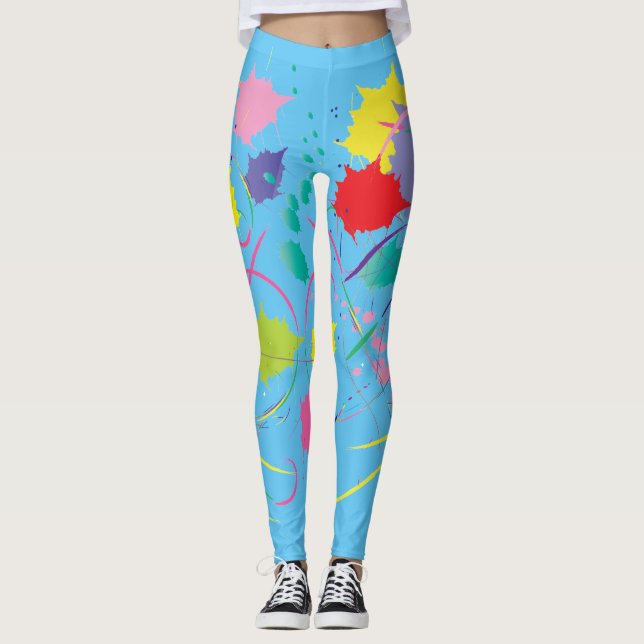 Blaue Abstrakte Farben Kunst, Dichtung und Musik Leggings (Vorderseite)
