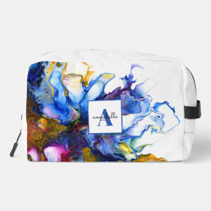 Blaue abstrakte Fluid Art Agat Name Waschbeutel