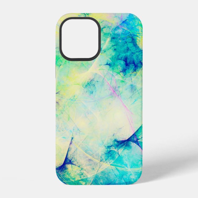 blaue abstrakte fraktale Hintergrund 3D-Rendering3 iPhone Hülle (Rückseite)