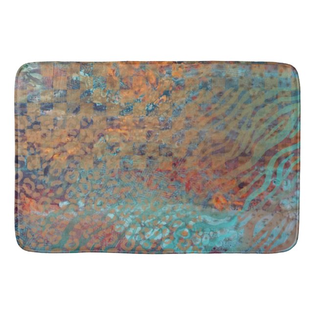 Blaue Abstrakte gemischte Tiere und Zebrahaut Badematte (Vorderseite)