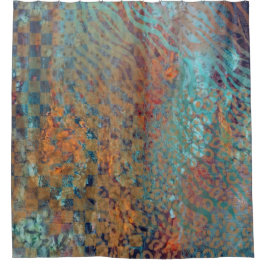 Blaue Abstrakte gemischte Tiere und Zebrahaut Duschvorhang