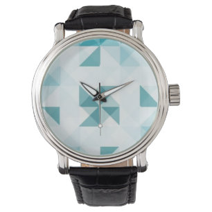 Blaue abstrakte geometrische Hintergrund-Schablone Armbanduhr
