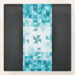 Blaue abstrakte geometrische Hintergrund-Schablone Glasuntersetzer