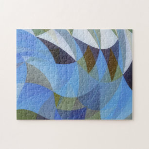 Blaue abstrakte geometrische Kunstpuzzle Puzzle