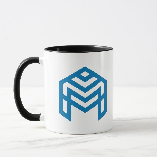 Blaue abstrakte geometrische M  Tasse (Links)