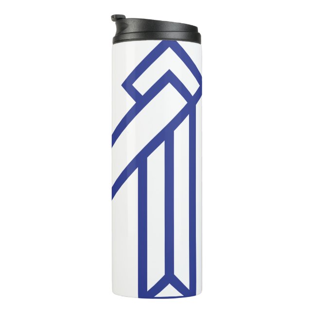 Blaue abstrakte geometrische M  Thermosbecher (Nach rechts gedreht)