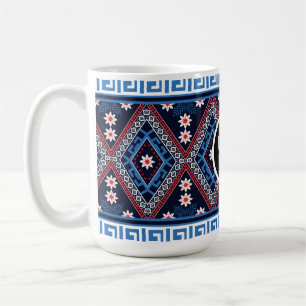 Blaue Abstrakte geometrische Muster mit Logo Kaffeetasse