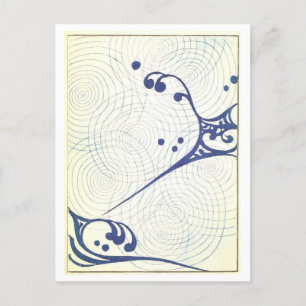 Blaue Abstrakte japanische Design Postkarte