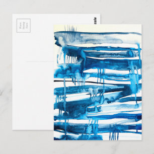 Blaue abstrakte Kunstaquarellbilder Postkarte