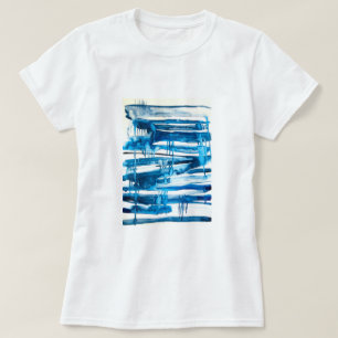 Blaue abstrakte Kunstaquarellbilder T-Shirt