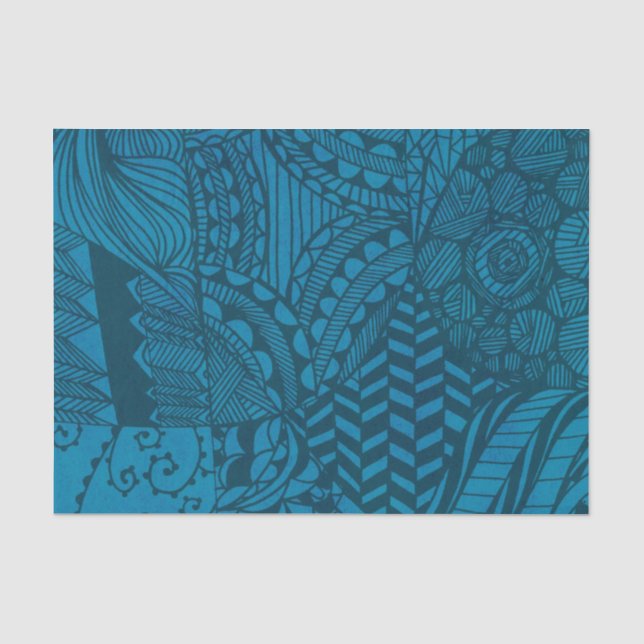Blaue abstrakte Kunstmuster Seidenpapier (Vorderseite)