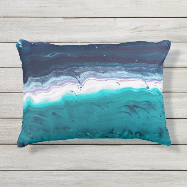 Blaue Abstrakte Malerei Kissen Für Draußen (Vorderseite)