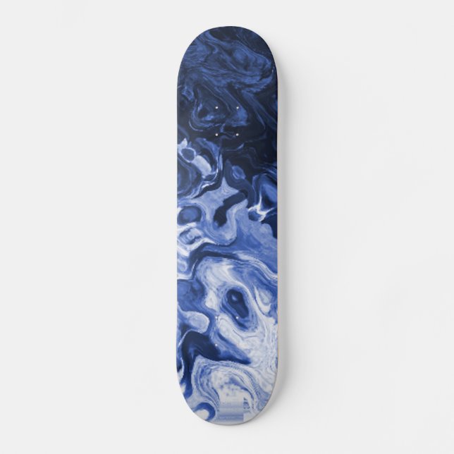 Blaue abstrakte Marmorkunst Skateboard (Vorderseite)