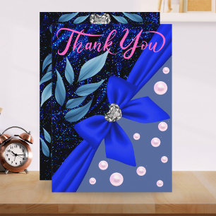 Blaue Abstrakte Perle Moderne Trendy Boho Rente Dankeskarte
