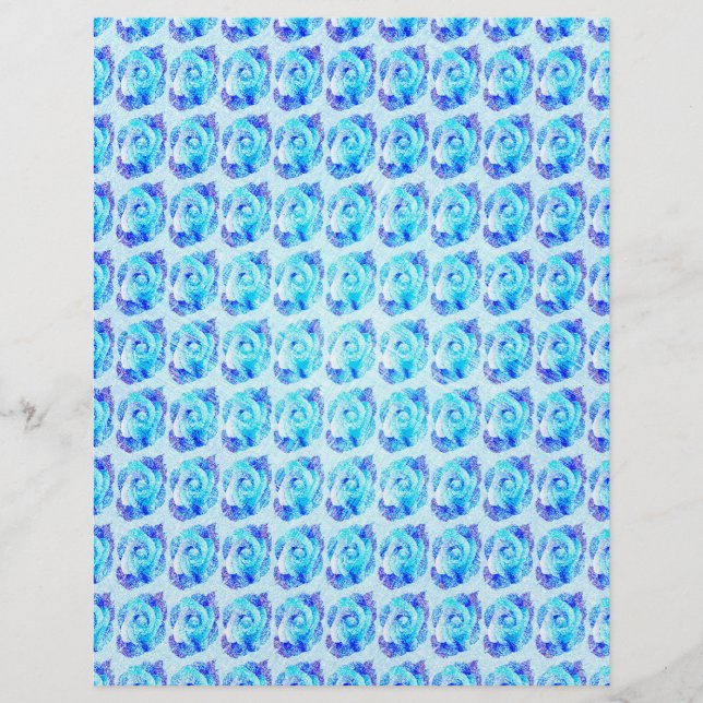 Blaue abstrakte Rosen Massenschmuckpapier Seiten (Vorne)