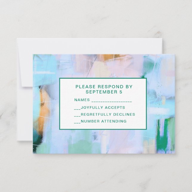 Blaue abstrakte RSVP-Karte Boho farbenfroh RSVP Karte (Vorderseite)