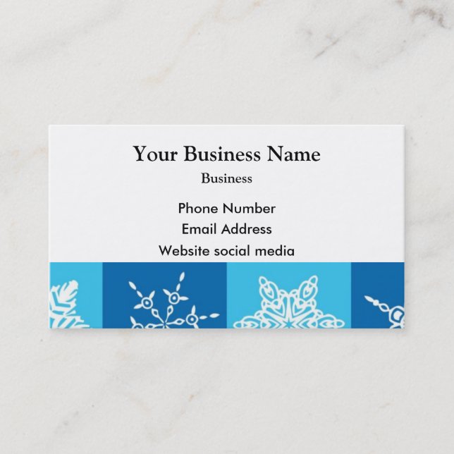 Blaue abstrakte Schneeflocke Visitenkarte (Vorderseite)