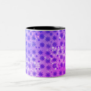 Blaue Abstrakte Schneeflocken Rosa Blau Zweifarbige Tasse