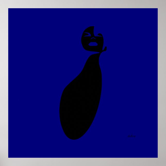 Blaue abstrakte Schwarze Frauen nach Naturhaar sch Poster (Vorne)